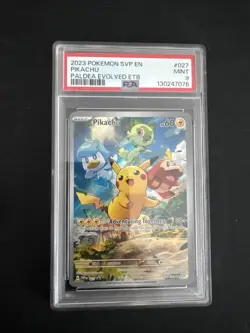 Pokemon Pikachu 2023 Paldea Evolved Black Star Promo #27 PSA 9 - Image 1