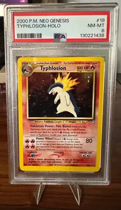 2000 Pokemon Neo Genesis Typhlosion 18/111 PSA 8 - Image 1