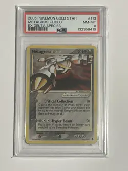 PSA 8 - NM/MT 2005 POKEMON EX DELTA SPECIES 113 METAGROSS-HOLO GOLD STAR - Image 1