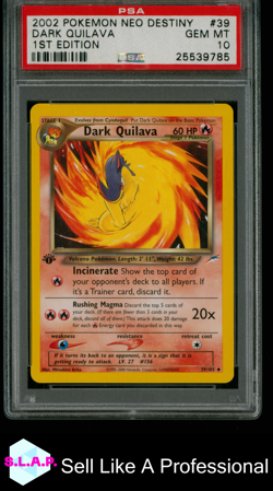 DARK QUILAVA 1ST EDITION POKEMON NEO DESTINY 2002 39 PSA 10 - Image 1