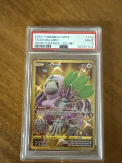 2020 POKEMON SWORD & SHIELD VIVID VOLTAGE SECRET #199 FULL ART/ORANGURU PSA 9 - Image 1