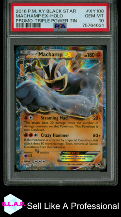 MACHAMP EX-HOLO PRM-TRIPLE POWER TIN POKEMON XY BLCK STR PROMO 2016 XY108 PSA 10 - Image 1