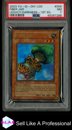 FIBER JAR YUGIOH LOD-056 2003 LEGACY OF DARKNESS 1ST ED ULTRA RARE ENGLISH PSA 7 - Image 1