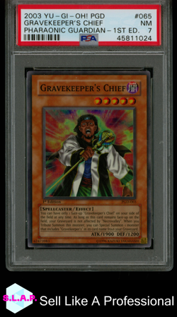 GRAVEKEEPER'S CHIEF YUGIOH PGD-065 2003 PHARAONIC GUARDIAN 1ST ED SR EN PSA 7 - Image 1