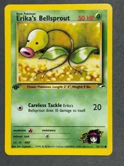 Erika's Bellsprout 76/132 1st Edition Gym Series Heroes Common Pokemon Card NM - Image 1