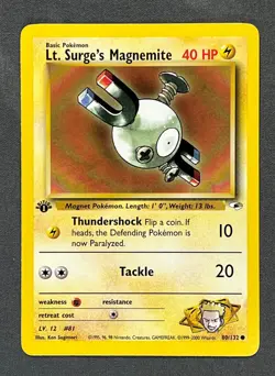 Lt. Surge's Magnemite 80/132 - 1st Edition Gym Heroes- WOTC Common Pokemon Card - Image 1