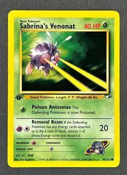 Sabrina's Venonat 96/132 - 2000 Gym Heroes 1st Edition NM Pokemon Common Card - Image 1