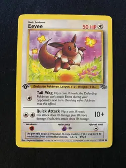 Pokemon TCG Eevee Jungle Card 51/64 Regular Common 1st Edition LP - Image 1