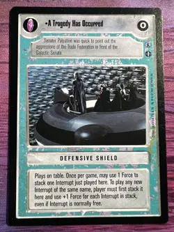 Star Wars CCG SWCCG A Tragedy Has Occurred Reflections 3 III Premium Card Shield - Image 1