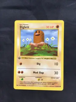 Pokemon Cards: Base Set 1st Edition Common: Diglett 47/102 - Image 1