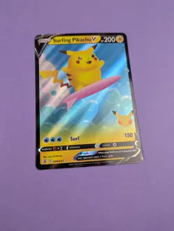 Surfing Pikachu V - 008/025 - Ultra Rare Sword & Shield - Pokemon Card - NM - Image 1