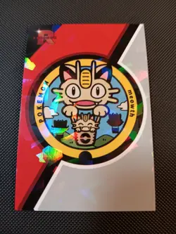 Pokemon Meowth Coin Cracked Ice Holo Team Rocket Card Database Set Peru - Image 1