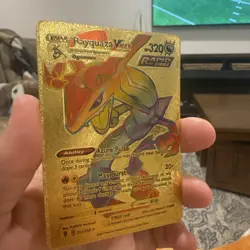 Pokemon Rayquaza VMax HP320 Azure Pulse Rainbow Gold Foil Fan Art Card - Image 1