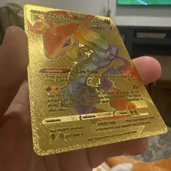Pokemon Rayquaza VMax HP320 Azure Pulse Rainbow Gold Foil Fan Art Card - Image 2