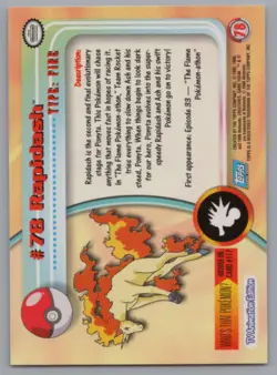 Rapidash Foil TOPPS Series 2 Blue Logo #78 Pokemon Card TCG NM/MINT - Image 2