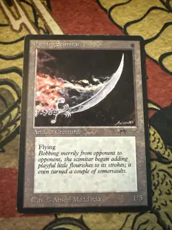 Myg Magic Dark Mana Symbol Misprint Error Arabian Knights Dancing Scimitar Card - Image 1