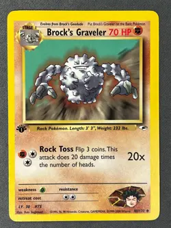 Brock's Graveler 40/132 1st Edition Gym Heroes 2000 Pokemon TCG WOTC - Image 1