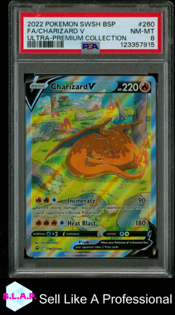 FA/CHARIZARD V ULTRA-PREMIUM COLL POKEMON SWSH BLACK STAR PROMO 2022 260 PSA 8 - Image 1