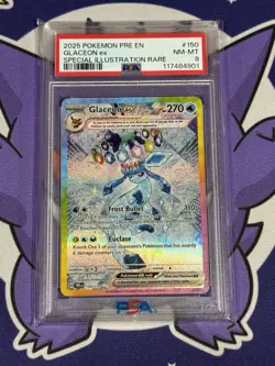2025 Pokemon PRE EN Glaceon EX Special illustration Rare PSA 8 - Image 1
