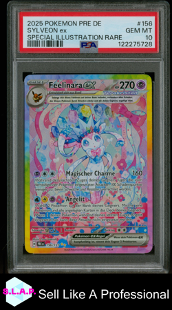 SYLVEON EX SPECI4L ILL RARE POKEMON GER PRISMATIC EVOLUTIONS 2025 156 PSA 10 - Image 1