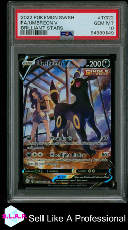 FA/UMBREON V BRILLIANT STARS POKEMON SWSH BRILLIANT STARS 2022 TG22 PSA 10 - Image 1