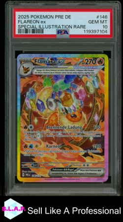 FLAREON EX SPECI4L ILL RARE POKEMON GER PRISMATIC EVOLUTIONS 2025 146 PSA 10 - Image 1