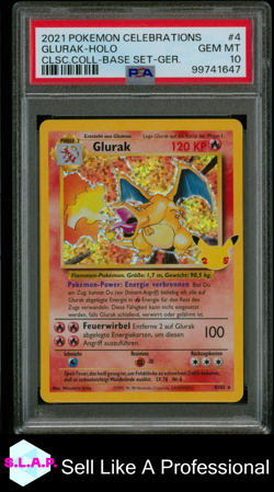 GLURAK-HOLO CLSC.COLL-BASE SET-GER. POKEMON CELEB CLSC. COLL. 2021 4 PSA 10 - Image 1