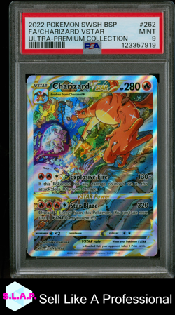 FA/CHARIZARD VSTAR ULTRA-PREM COLL POKEMON SWSH BLACK STAR PROMO 2022 262 PSA 9 - Image 1
