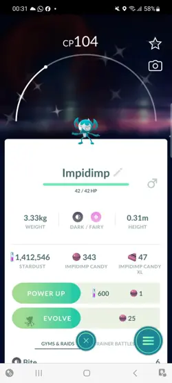Pokemon Go Shiny Impidimp - Image 1