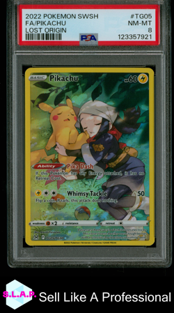 FA/PIKACHU LOST ORIGIN POKEMON SWORD & SHIELD LOST ORIGIN 2022 TG05 PSA 8 - Image 1