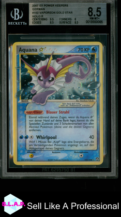 VAPOREON GOLD STAR HOLO R 2007 POKEMON EX POWER KEEPERS GERMAN 102 BGS 8.5 - Image 1
