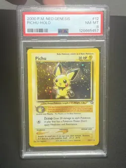 Pokemon TCG Pichu 12/111 Neo Genesis Holo Foil Rare PSA 8 NM/Mint - Image 1