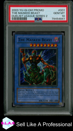 THE MASKED BEAST YUGIOH DL2-001 2003 DUELIST LEAGUE SER 2 SUPER RARE EN PSA 10 - Image 1