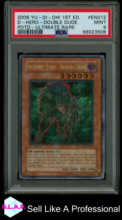 DESTINY HERO DOUBLE DUDE YUGIOH POTD-EN012 2006 POWER OF THE DUELIST UR EN PSA 9 - Image 1