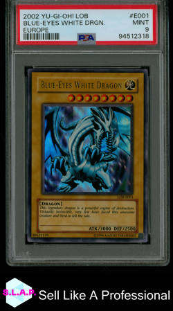 BLUE EYES WHITE DRAGON YUGIOH LOB-E001 2002 LEGEND OF BLUE EYES UR EN PSA 9 - Image 1