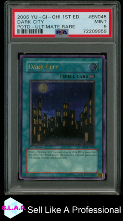 DARK CITY YUGIOH POTD-EN048 2006 1ST ED POWER OF THE DUELIST 1ST ED UR EN PSA 9 - Image 1