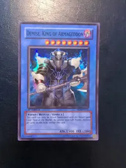 Yu-Gi-Oh! SUPER RARE HOLO CARD DEMISE KING OF ARMAGEDDON SOI-EN035 1ST VLP - Image 1