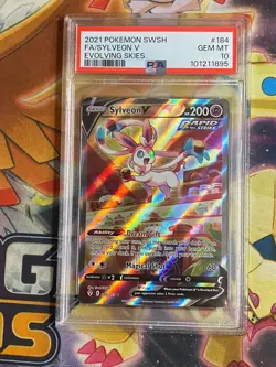 PSA 10 Gem Mint Sylveon V Evolving Skies Full Alt Art #184 Pokemon Card - Image 1