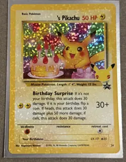 Pokemon Pikachu Birthday Card Holo Celebrations Promo. - Image 1