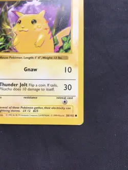 Pokemon Cards: Base Set 1st Edition Common: Yellow Cheek Pikachu 58/102 - Image 4