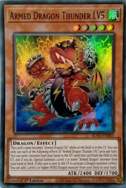BLVO-EN003 ARMED DRAGON THUNDER LV5 SUPER RARE 1ST EDITION YuGiOh CARD - Image 1
