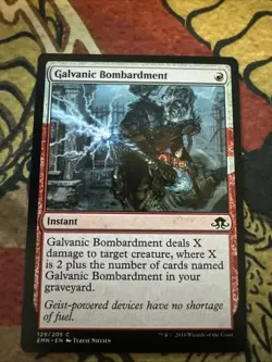 Mtg Magic Galvanic Bombardment Missing Ink Partial Albino Misprint Error Card - Image 1