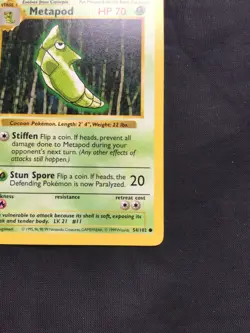 Pokemon Cards: Base Set 1st Edition Common: Metapod 54/102 - Image 4