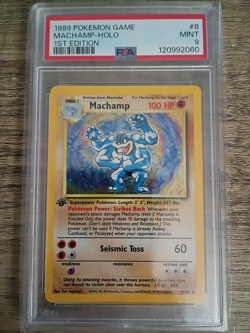 1st Edition Machamp 008/102 Deck Exclusives Holo Pokemon Card PSA 9 - Image 1