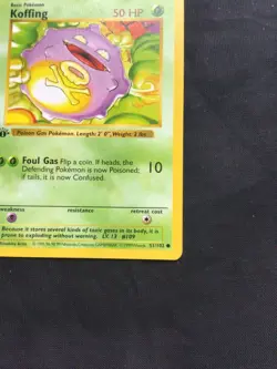 Pokemon Cards: Base Set 1st Edition Common: Koffing 51/102 - Image 4