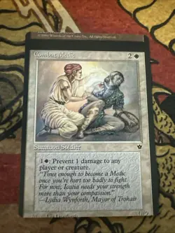 Mtg Magic Fallen Empires Combat Medic Misprint Miscut Error Card - Image 1