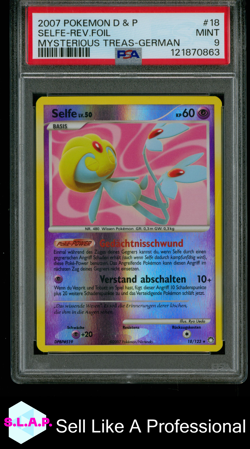 SELFE-REV.FOIL GER POKEMON DIAMOND & PEARL MYSTERIOUS TREASURES 2007 18 PSA 9 - Image 1