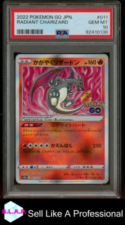 RADIANT CHARIZARD POKEMON GO JAPANESE 2022 011 PSA 10 - Image 1