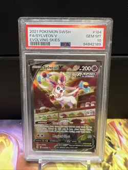 Pokemon 2021 Sylveon V FA 184/203 SWSH07 Evolving Skies Holo PSA 10 GEM MINT - Image 1