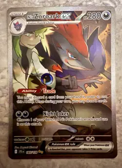 Pokemon TCG N’s Zoroark Ex 185 SIR SV: Journey Together 2025 NM/SINGLE - Image 1